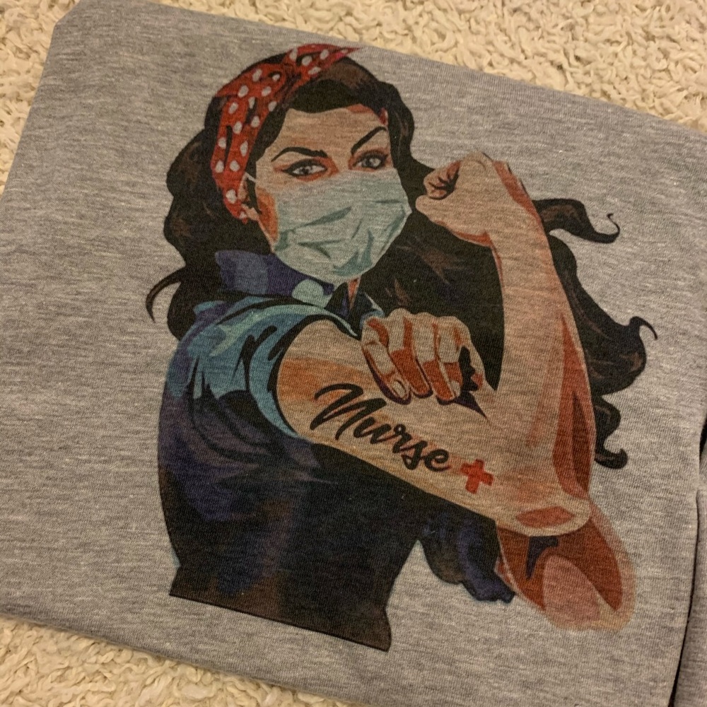Black Hair Nurse Strong, Rosie Riveter soft tee
